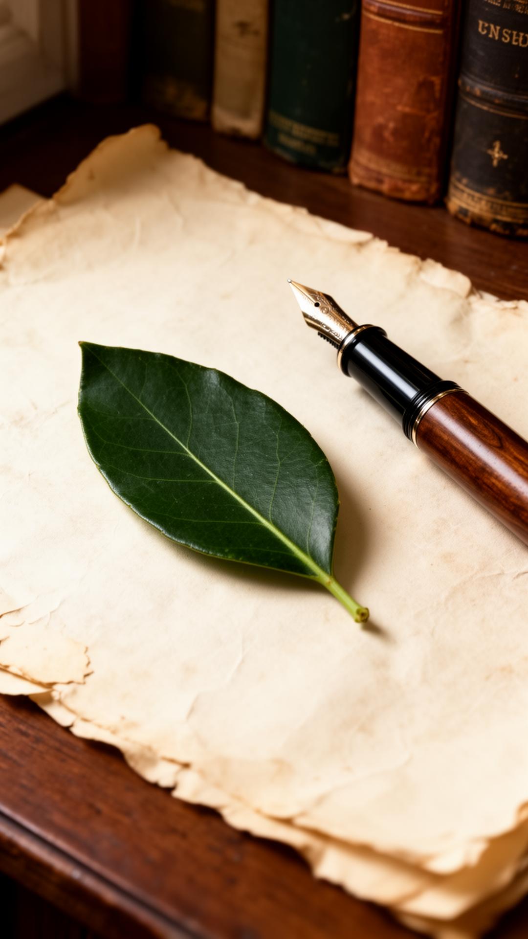 A single leaf on parchment, patience and precision